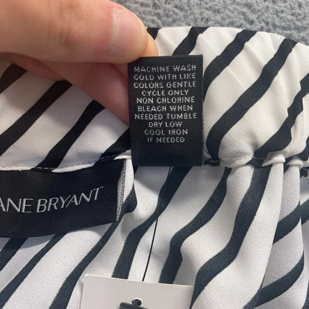 Lane Bryant Skirt Plus 18/20 Black‎ White Striped,Layered,Pull On,Elastic Waist